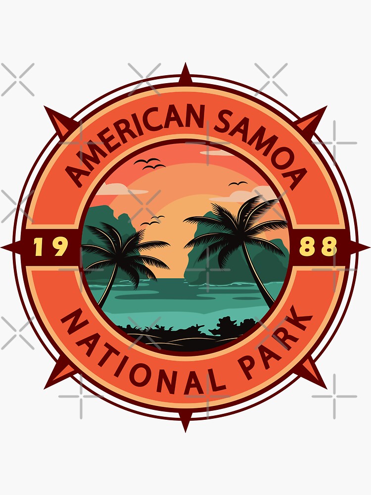 "American Samoa National Park Retro Compass Emblem" Sticker for Sale by
