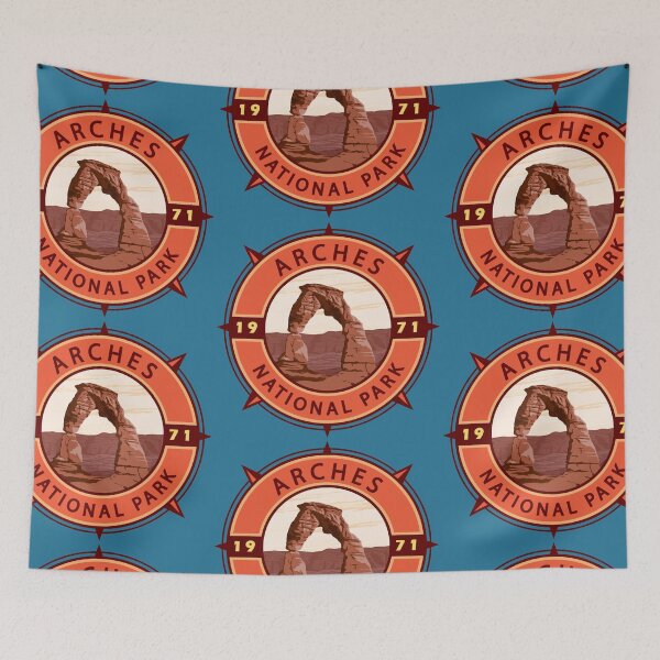 Item preview, Arches National Park Retro Compass Emblem designed and sold by KrisSidDesigns.