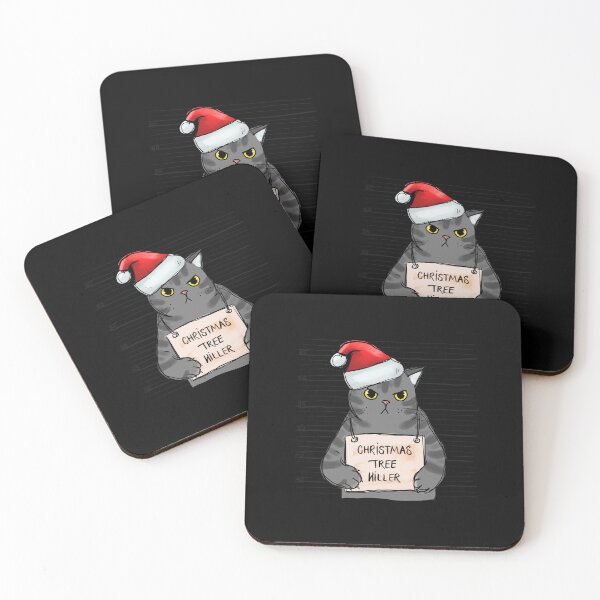 Item preview, Funny Christmas Cat Tree Killer In a Santa Hat designed and sold by TajfunX.
