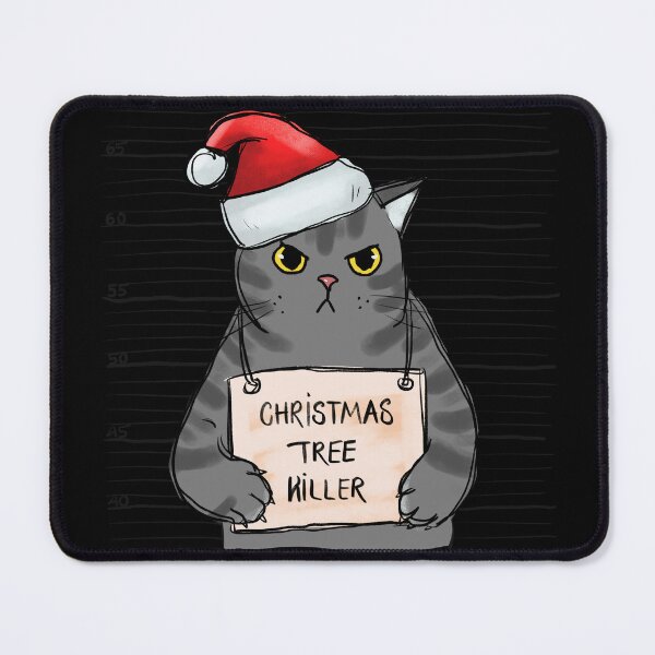 Item preview, Funny Christmas Cat Tree Killer In a Santa Hat designed and sold by TajfunX.