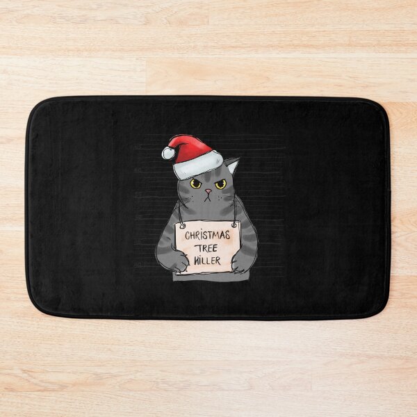 Item preview, Funny Christmas Cat Tree Killer In a Santa Hat designed and sold by TajfunX.