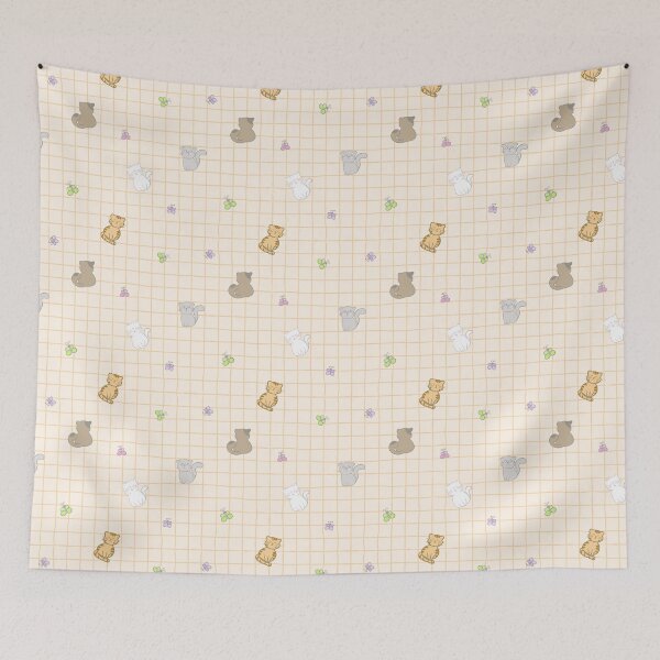 Item preview, Cat Pattern Orange Grid Background designed and sold by Nitthawan.
