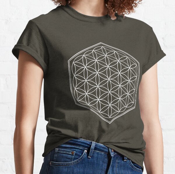 Hex Outline Flower of Life (dark background) Classic T-Shirt
