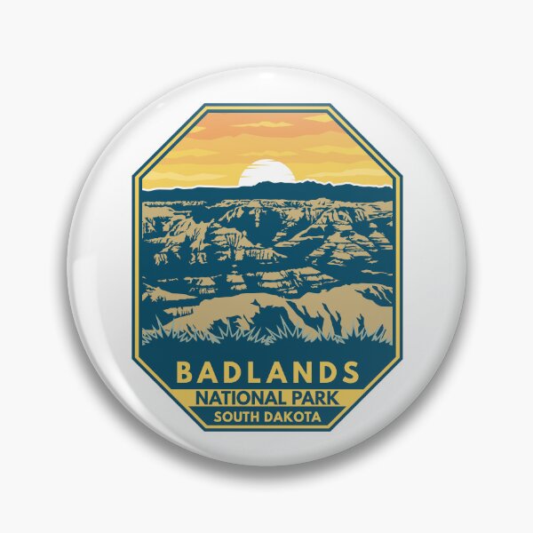 Item preview, Badlands National Park Sunset Retro Emblem designed and sold by KrisSidDesigns.