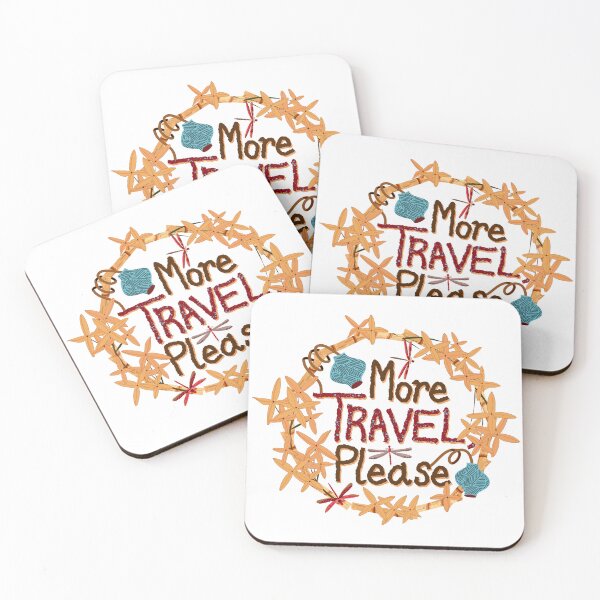 Item preview, More travel, please quote with bamboo, jungle geranium, blue lanterns and red damselflies designed and sold by Ingrid Poole.
