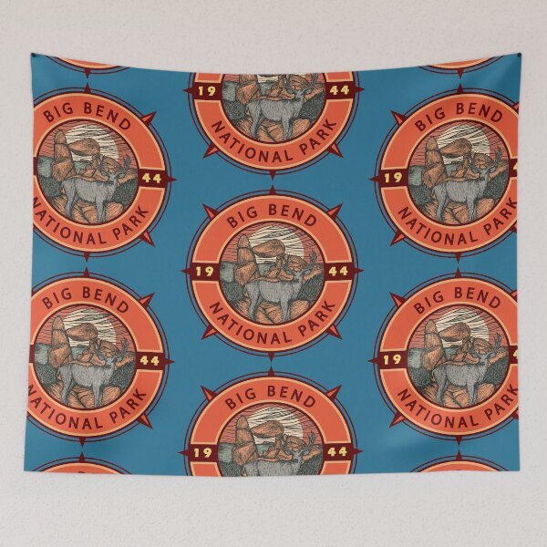 Item preview, Big Bend National Park Elk Retro Compass Emblem designed and sold by KrisSidDesigns.