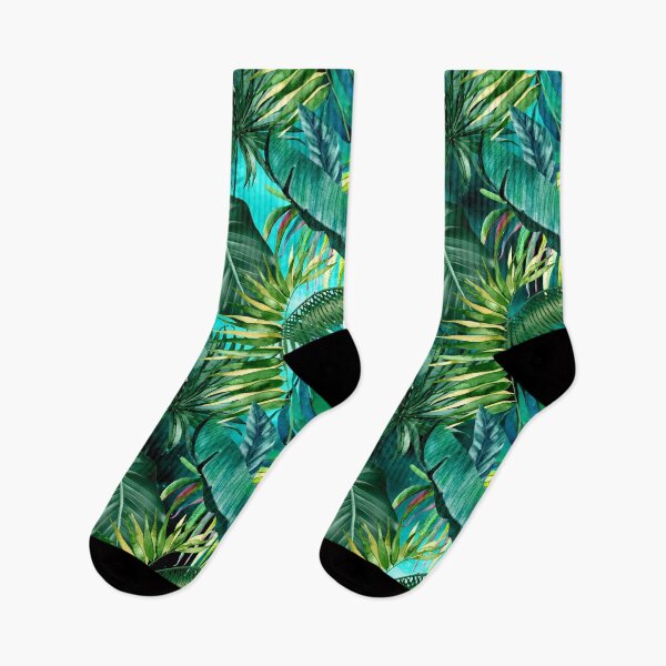 Item preview, Exotic tropical green foliage night forest, leaves and flowers tropical pattern, botanical illustration, green plants illustration  designed and sold by ZeinabTaha.
