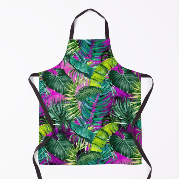 Item preview, Exotic tropical green foliage night forest, leaves and flowers tropical pattern, botanical illustration, green pink plants illustration designed and sold by ZeinabTaha.