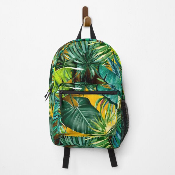 Item preview, Exotic tropical green foliage night forest, leaves and flowers tropical pattern, botanical illustration, green yellow plants illustration designed and sold by ZeinabTaha.