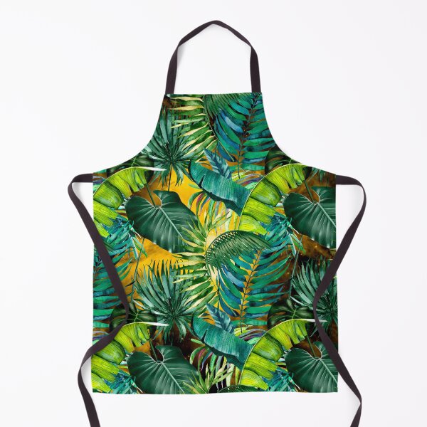Item preview, Exotic tropical green foliage night forest, leaves and flowers tropical pattern, botanical illustration, green yellow plants illustration designed and sold by ZeinabTaha.