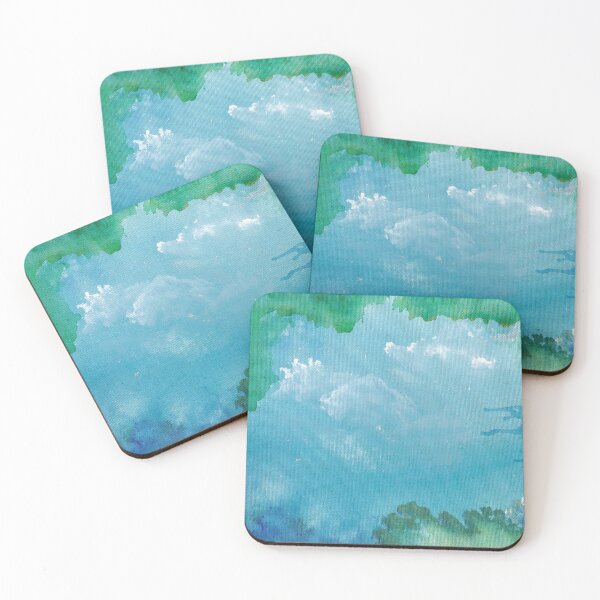 Item preview, Semi-abstract sky with implied trees in acrylic wash and drip designed and sold by robinyukiko.