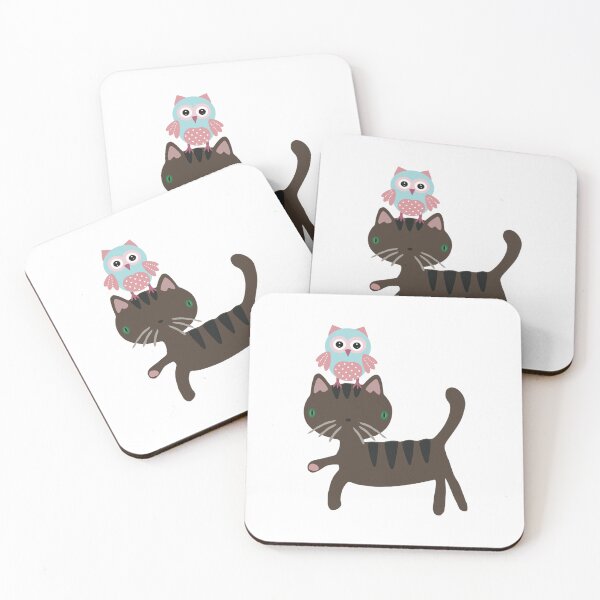 Item preview, a cat and an owl designed and sold by Amadej.