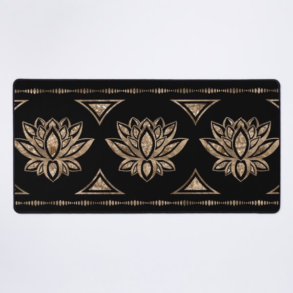 Item preview, Lotus Flower Luxury ornament - black and gold designed and sold by k9printart.