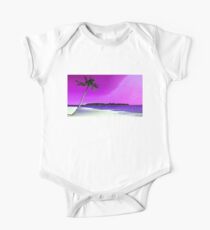 Body de manga corta para bebé Qué buen día (Beach vaporwave)