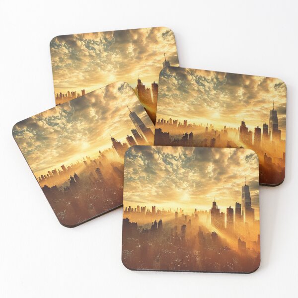 Item preview, digital painting of a metropolitan skyline at sunset designed and sold by wulfman65.