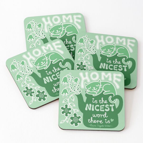 Item preview, Home is the nicest word there is -Laura Ingalls Wilder in Green designed and sold by BloomJoyStudio.