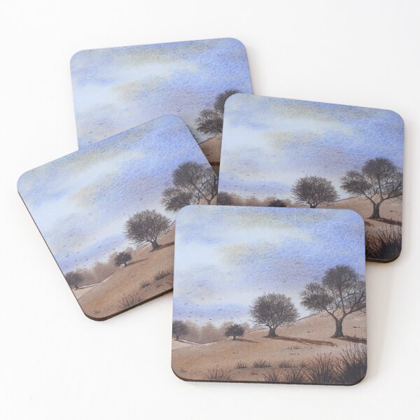 Item preview, watercolour autumn landscape park trees and blue skies designed and sold by pollywolly.