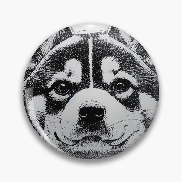 Item preview, Shiba inu black and white dog line drawing design happy and attentive designed and sold by Shiba-Inu-Art.