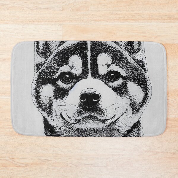 Item preview, Shiba inu black and white dog line drawing design happy and attentive designed and sold by Shiba-Inu-Art.