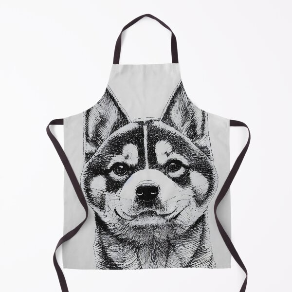 Item preview, Shiba inu black and white dog line drawing design happy and attentive designed and sold by Shiba-Inu-Art.