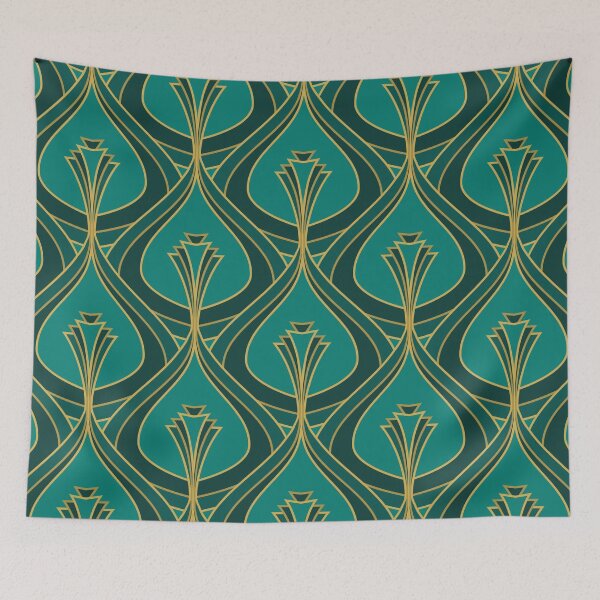 Item preview, Art Deco emerald green pattern designed and sold by starseedgems.