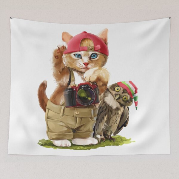 Item preview, Cat and Owl Are Friends  designed and sold by Ink Bloom Studio ⭐⭐⭐⭐⭐.