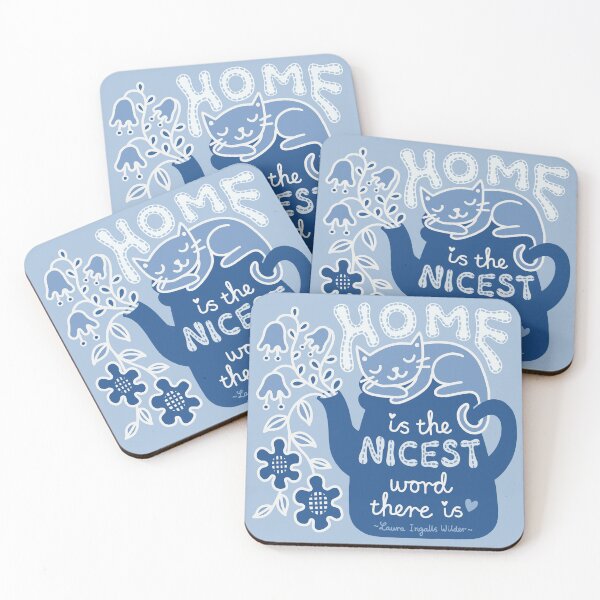 Item preview, Home is the nicest word there is -Laura Ingalls Wilder in Blue designed and sold by BloomJoyStudio.