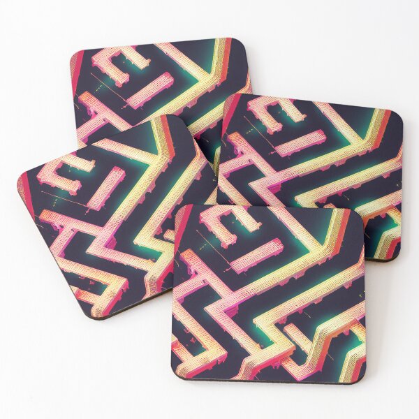 Item preview, Pattern of cyber themed abstract blocks and lines designed and sold by ArtlantisSyn.