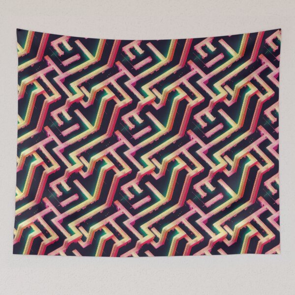 Item preview, Pattern of cyber themed abstract blocks and lines designed and sold by ArtlantisSyn.