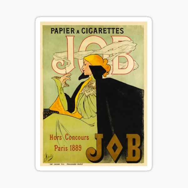 Papier A Cigarettes JOB Rolling Paper 1896 Vintage French Art Nouveau Poster Art By Jane Atche