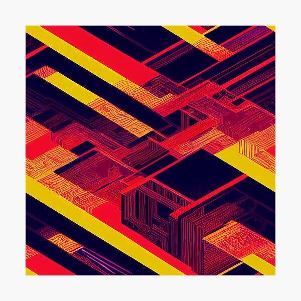 Pattern of cyber themed abstract blocks and lines Photographic Print