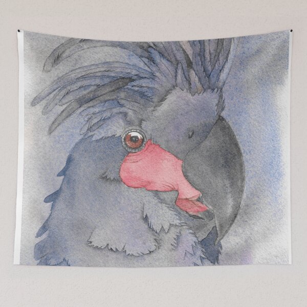 Item preview, the great black palm cockatoo watercolor portrait art designed and sold by L'Atelier Oranjade.