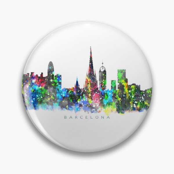 Item preview, Barcelona, Spain Skyline Watercolor Painting designed and sold by InkistPrints.