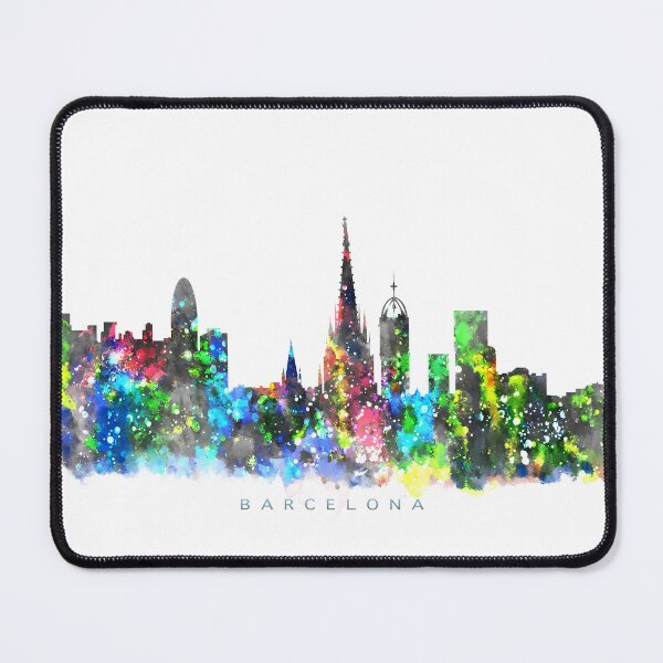 Item preview, Barcelona, Spain Skyline Watercolor Painting designed and sold by InkistPrints.
