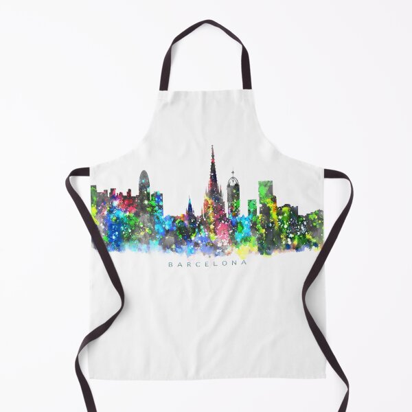Item preview, Barcelona, Spain Skyline Watercolor Painting designed and sold by InkistPrints.