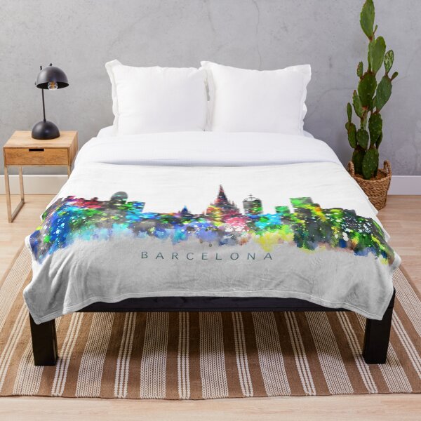 Artikelvorschau, Aquarellmalerei der Skyline von Barcelona, Spanien entworfen und verkauft von InkistPrints.