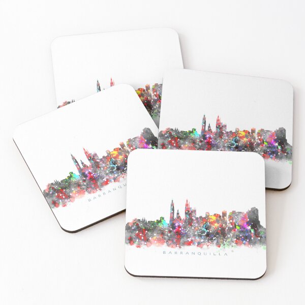 Aperçu de l'œuvre Barranquilla Skyline Watercolor Painting créée et vendue par InkistPrints.