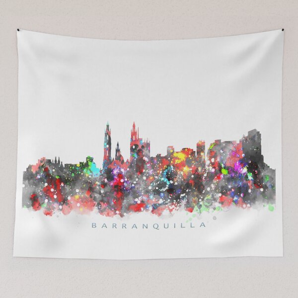 Artikelvorschau, Barranquilla Skyline Watercolor Painting entworfen und verkauft von InkistPrints.