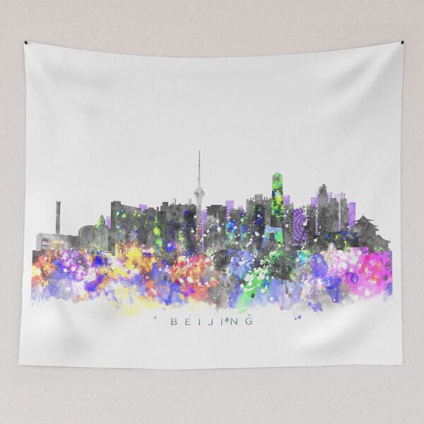 Item preview, Beijing, China Skyline Watercolor Painting designed and sold by InkistPrints.