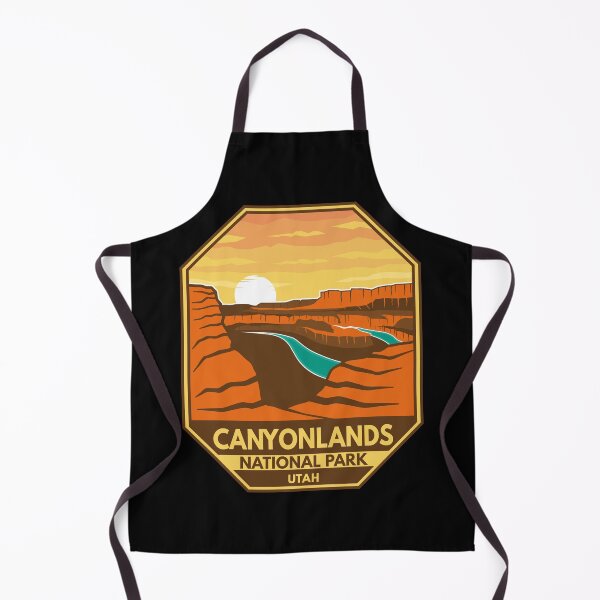 Artikelvorschau, Canyonlands Nationalpark Sonnenuntergang Retro Emblem entworfen und verkauft von KrisSidDesigns.