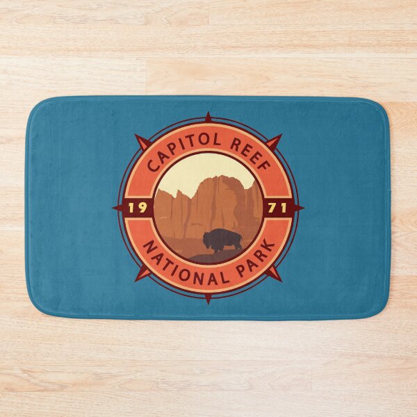 Item preview, Capitol Reef National Park Bison Retro Compass Emblem designed and sold by KrisSidDesigns.