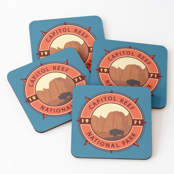 Item preview, Capitol Reef National Park Bison Retro Compass Emblem designed and sold by KrisSidDesigns.