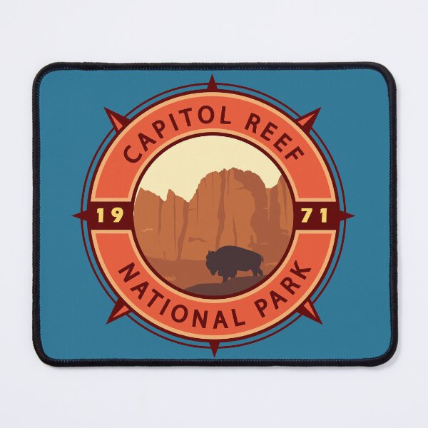 Item preview, Capitol Reef National Park Bison Retro Compass Emblem designed and sold by KrisSidDesigns.
