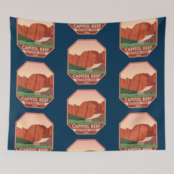 Item preview, Capitol Reef National Park Sunset Retro Emblem designed and sold by KrisSidDesigns.