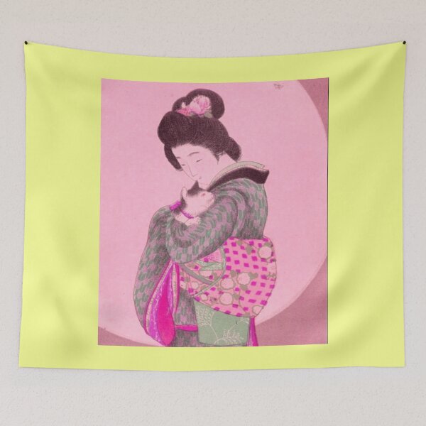 Item preview,  VINTAGE JAPANESE WOMAN AND CAT designed and sold by starfishstuff.