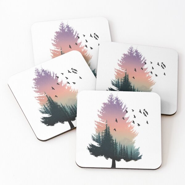 Item preview, Trees Are the Cure - Pine Tree Silhouette Forest Mountain Birds designed and sold by BlackGrain.