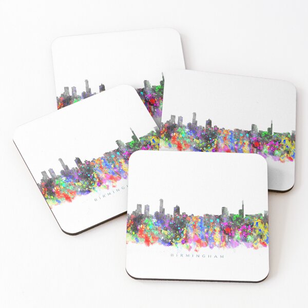 Aperçu de l'œuvre Birmingham, England Skyline Watercolor Painting créée et vendue par InkistPrints.