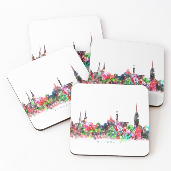 Aperçu de l'œuvre Bordeaux, France Skyline Watercolor Painting créée et vendue par InkistPrints.