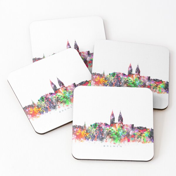 Aperçu de l'œuvre Bremen, Germany Skyline Watercolor Painting créée et vendue par InkistPrints.