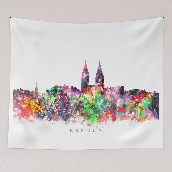 Item preview, Bremen, Germany Skyline Watercolor Painting designed and sold by InkistPrints.